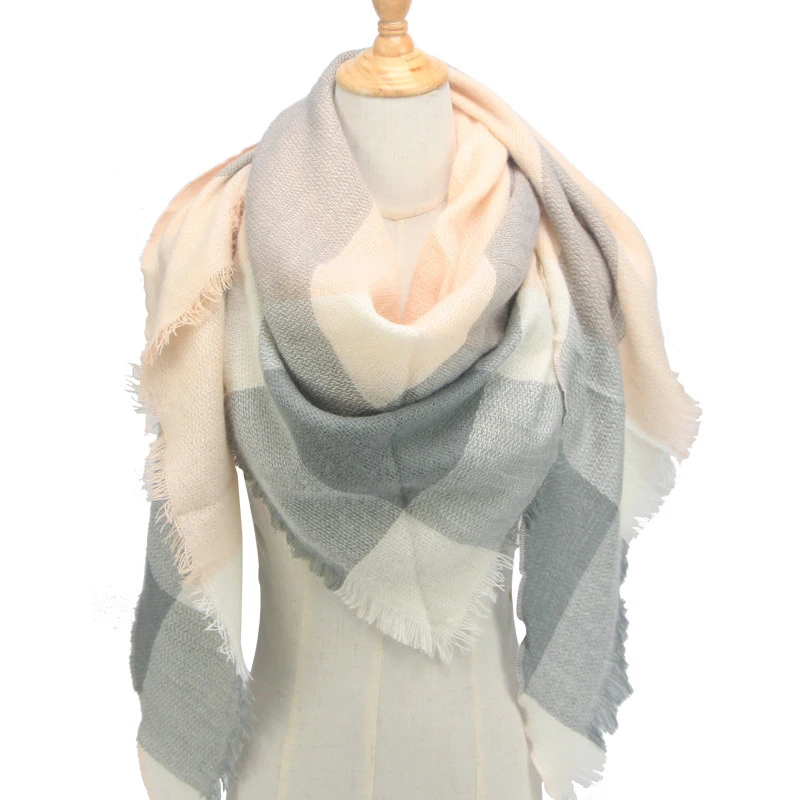 2019 Новый женский треугольный зимний шарф клетчатый теплый кашемировый женские