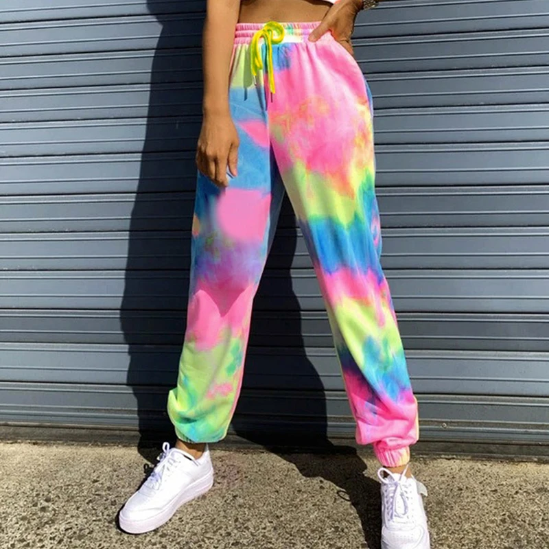 SFIT Tie Dye джоггеры с высокой талией длинные женские Мешковатые Штаны спортивные