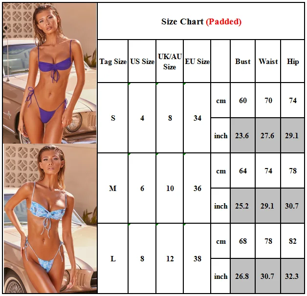 

Womens Padded Floral Lace Up Bikini Swimwear Swimsuit Beach Bathing Suit Summer