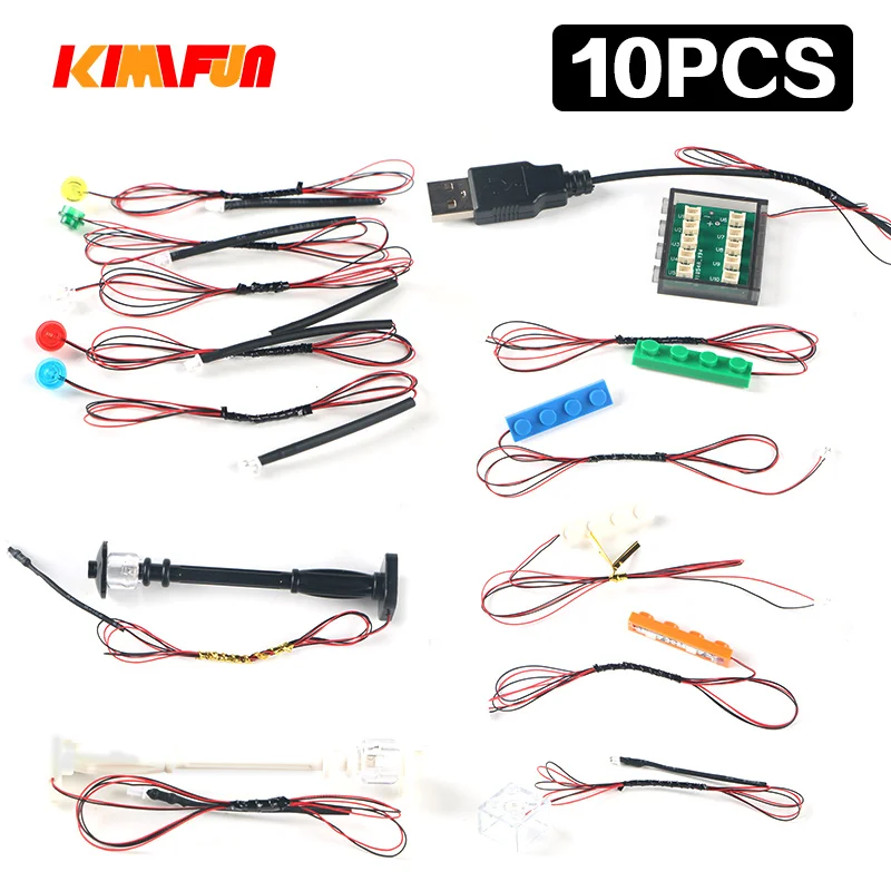10 шт. 0 38 мм провод DIY LED 2pin 1X1 строительный блок лампа 1X4 MOC аксессуары кирпичный USB