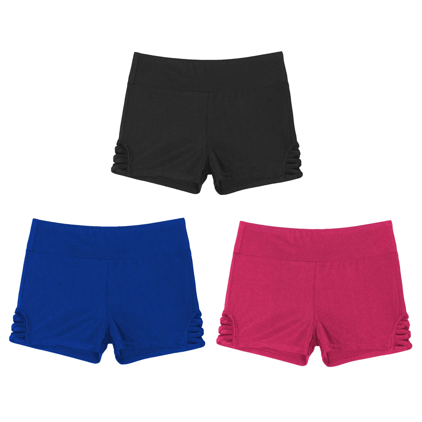 

Kids Girls Ballet Dance Shorts Pure Color Wide Elastic Waistband Strappy Hollow Out Side Stretchy Sport Shorts Dance Wear
