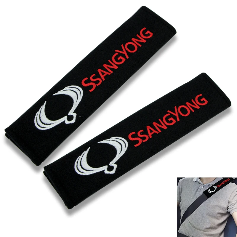 

2pcs Cotton Car Badge Seat Belt Shoulder Protection Cushion For SsangYong Actyon Turismo Ssang Yong Rodius Rexton Korando Kyron