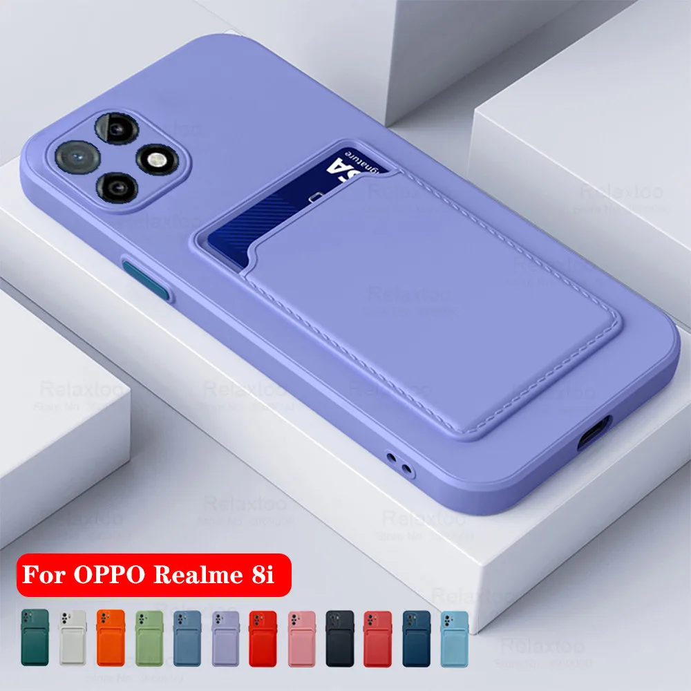 card slot wallet soft square bumper silicone back covers for oppo realme 8i 8 i i8 realme8i realmi real me 8i phone cases free global shipping