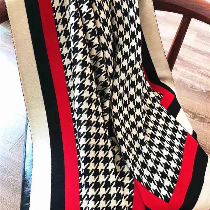 Утолщение Хаундстут зимние шарфы и шали для женщин согревают Личность Стиль