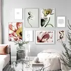 Маковый цветок Геометрические линии стены Искусство Холст Живопись скандинавские постеры и принты растения стены картины для гостиной Декор