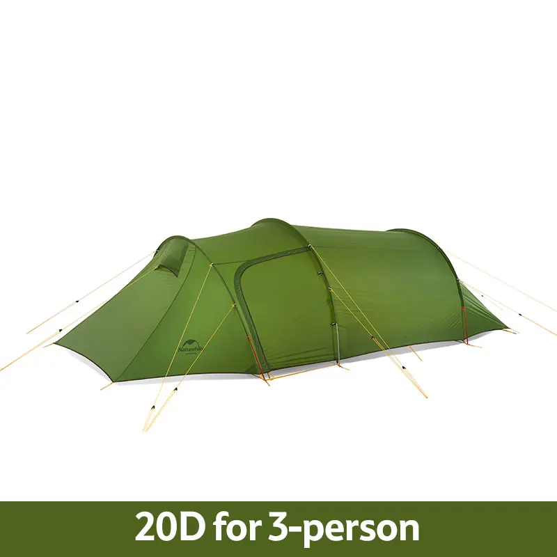 20D Green P3 Naturehike Сверхлегкий туннельный тент из опалуса для 2~ 4 человек 20D/210T тканевый тент для кемпинга с бесплатной NH17L001-L - Цвет: 20D Green P3