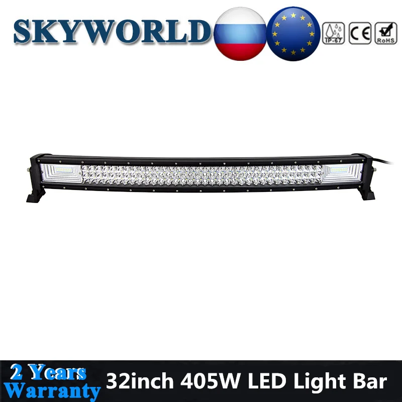 

32inch 405W 7D Tri Row Curved LED Bar 12V 24V Truck 4x4 ATV Light Bar Offroad Car Driving Extra Barra LED Light For Uaz Trailer