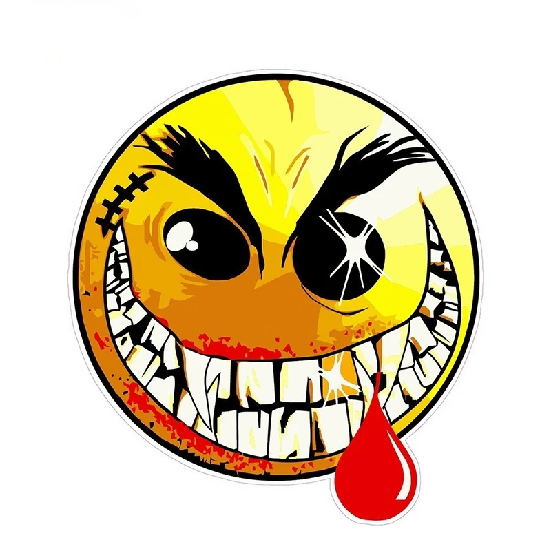 

Evil Smiley Face Sticker Vinyl Decal Funny Car Bumper Car Styling Laptop Stickers Waterproof Decoration,13cm*12cm