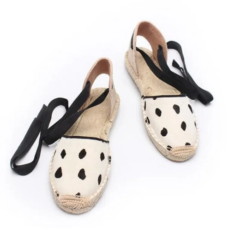 

EPHER Leopard Print Espadrilles Flats Ankle Strap Sandals Casual Footwear
