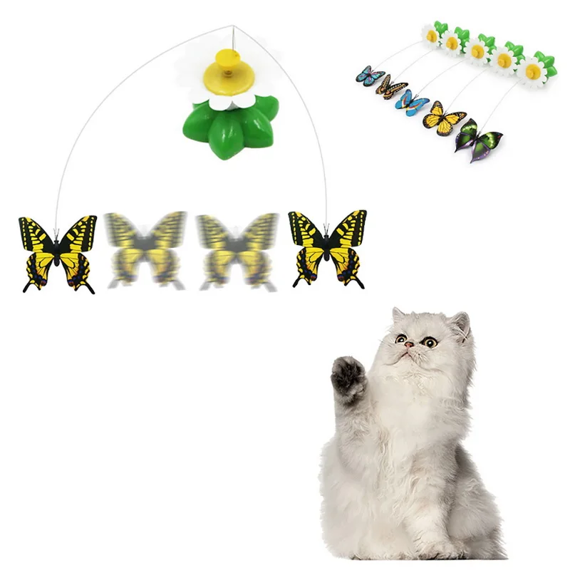 Красочные электрические вращающиеся бабочки забавные игрушки для собак и кошек