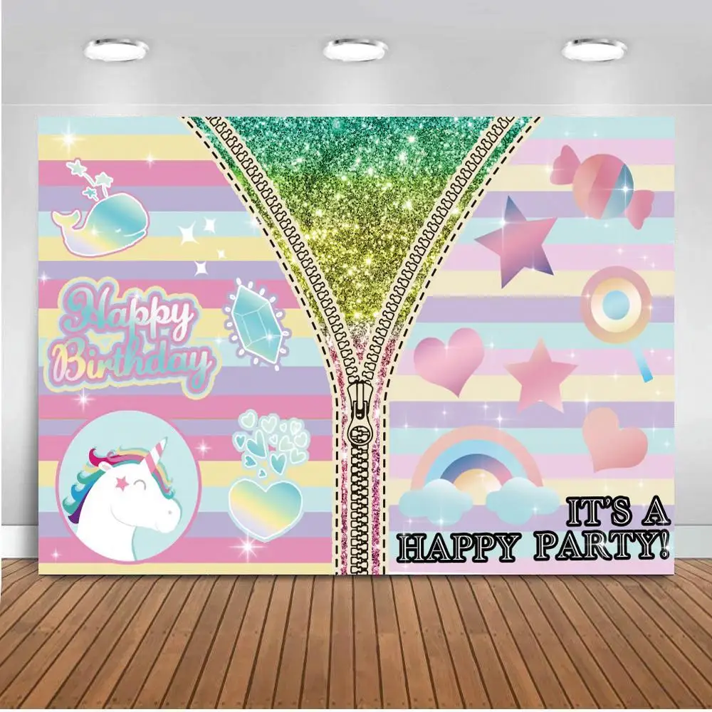 

Happy Children Birthday Cake Table Decor Backdrops Unicorn Cartoon Shark Decorations Parent Child Party Backgrounds For Photo