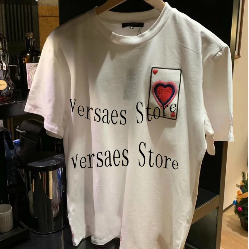 

Женская Универсальная футболка с коротким рукавом, Роскошный дизайнерский топ с принтом и вышивкой в виде покера, 2021