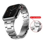 Металлический ремешок для Apple Watch 7 6 SE 5 4 Band 44 мм 40 мм 41 45 мм, тонкий браслет для iwatch 42 мм 38 мм Series 3 2, не нужен инструмент