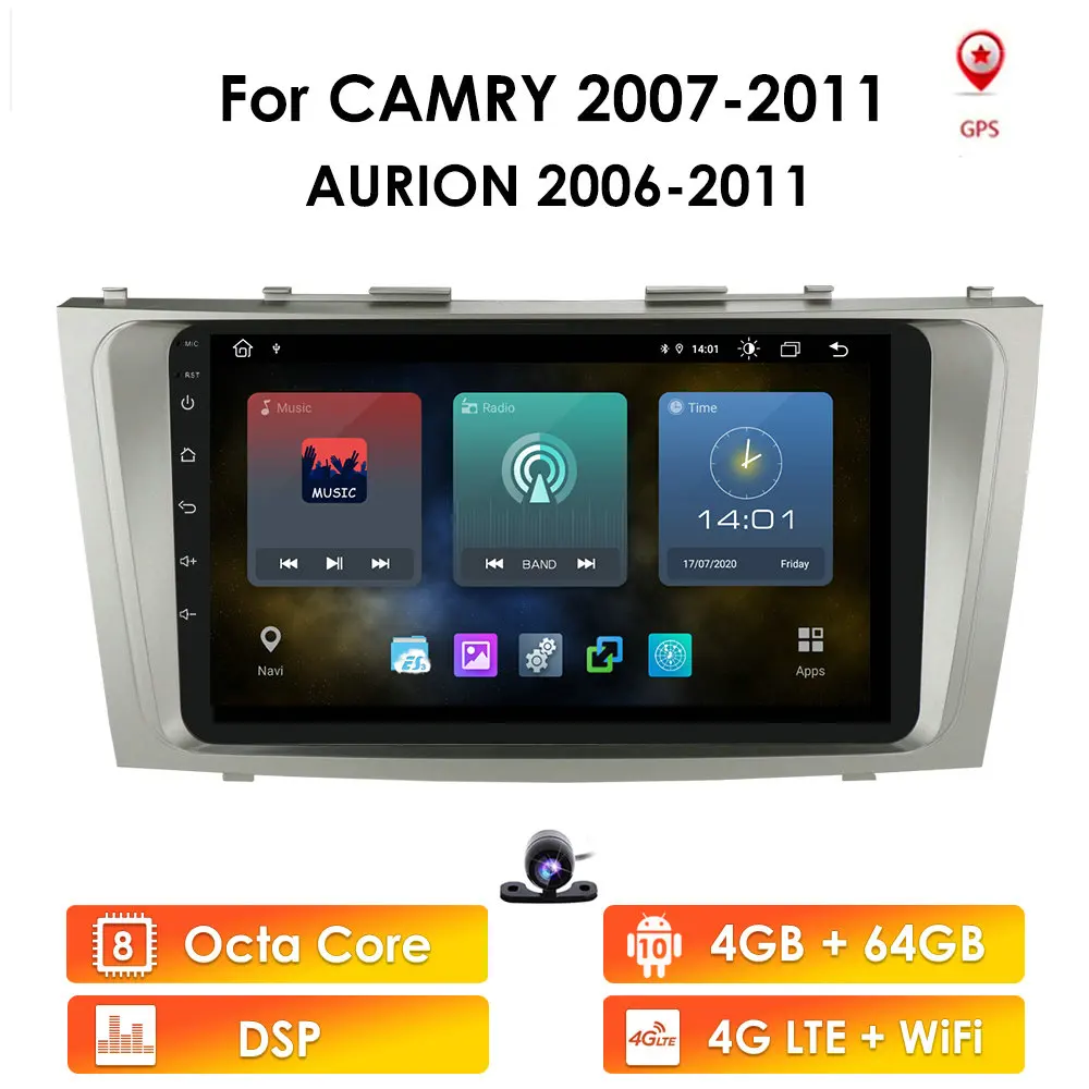 9 &quot2din автомобильный nodvd Радио Стерео Android 10 GPS для Toyota Camry Aurion 2007 2011 Wi Fi Bluetooth