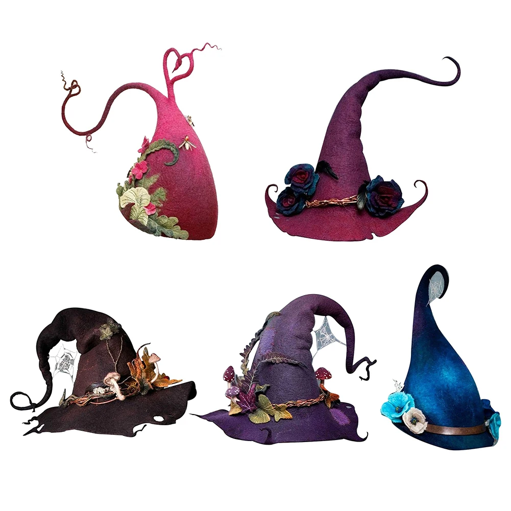 

Фетровая шляпа ведьмы для Хэллоуина, острые остроконечные реквизиты для Пасхальной вечевечерние НКИ, теплая осенне-зимняя шапка, маскарадн...