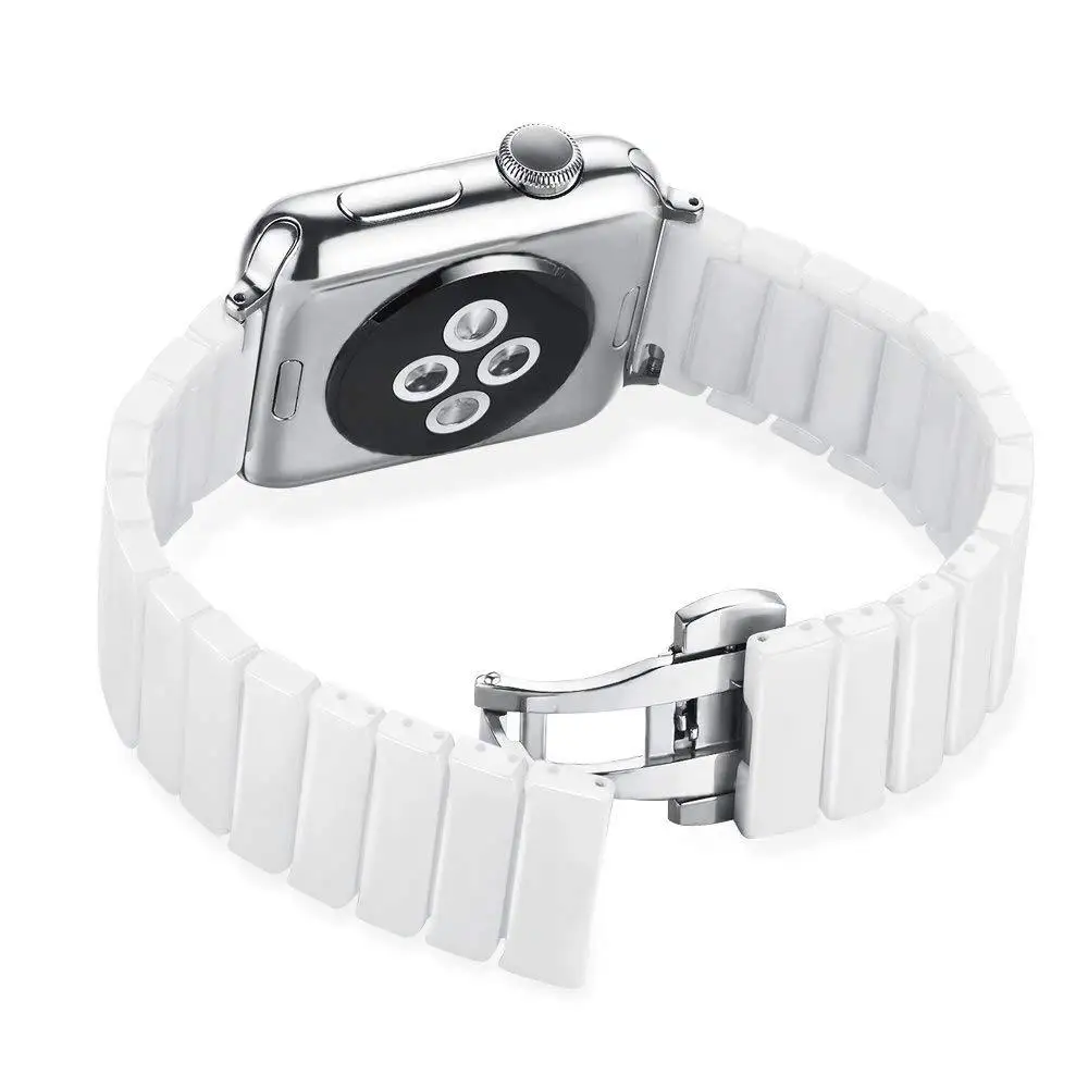FEOOE Подходит для ремешка Iwatch3 Apple 4 Watch. Новый черно-белый керамический браслет из нержавеющей стали с бабочкой LXY.