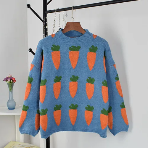 blue pullover Woherb женский Kawaii Ulzzang свободный Женский пуловер корейский Панк негабаритный милый Harajuku одежда для женщин 90777 - Цвет: blue pullover