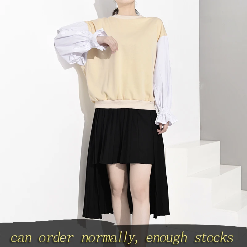 Женская плиссированная Толстовка DEAT свободная толстовка контрастных цветов с