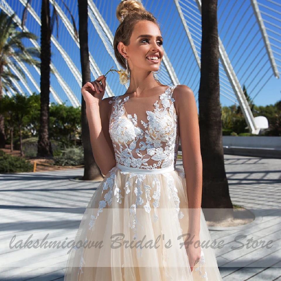 Сексуальное свадебное платье цвета шампанского для невесты пляжное 2020 из тюля