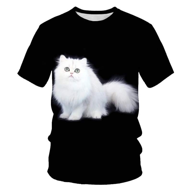 

2021 new movie cartoon cute cat 3D printing Harajuku street fashion T-shirt men and women casual shirts