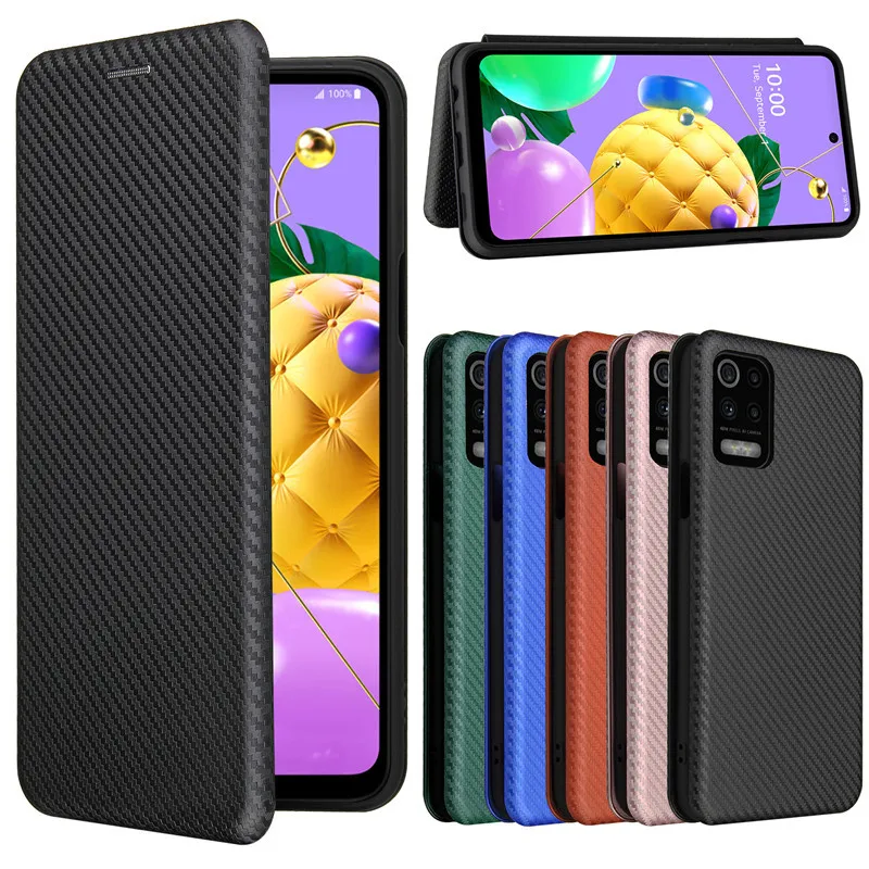 Для LG K62 чехол 6 дюймов углеродного волокна Флип кожаный для LM-K520BMW Бизнес