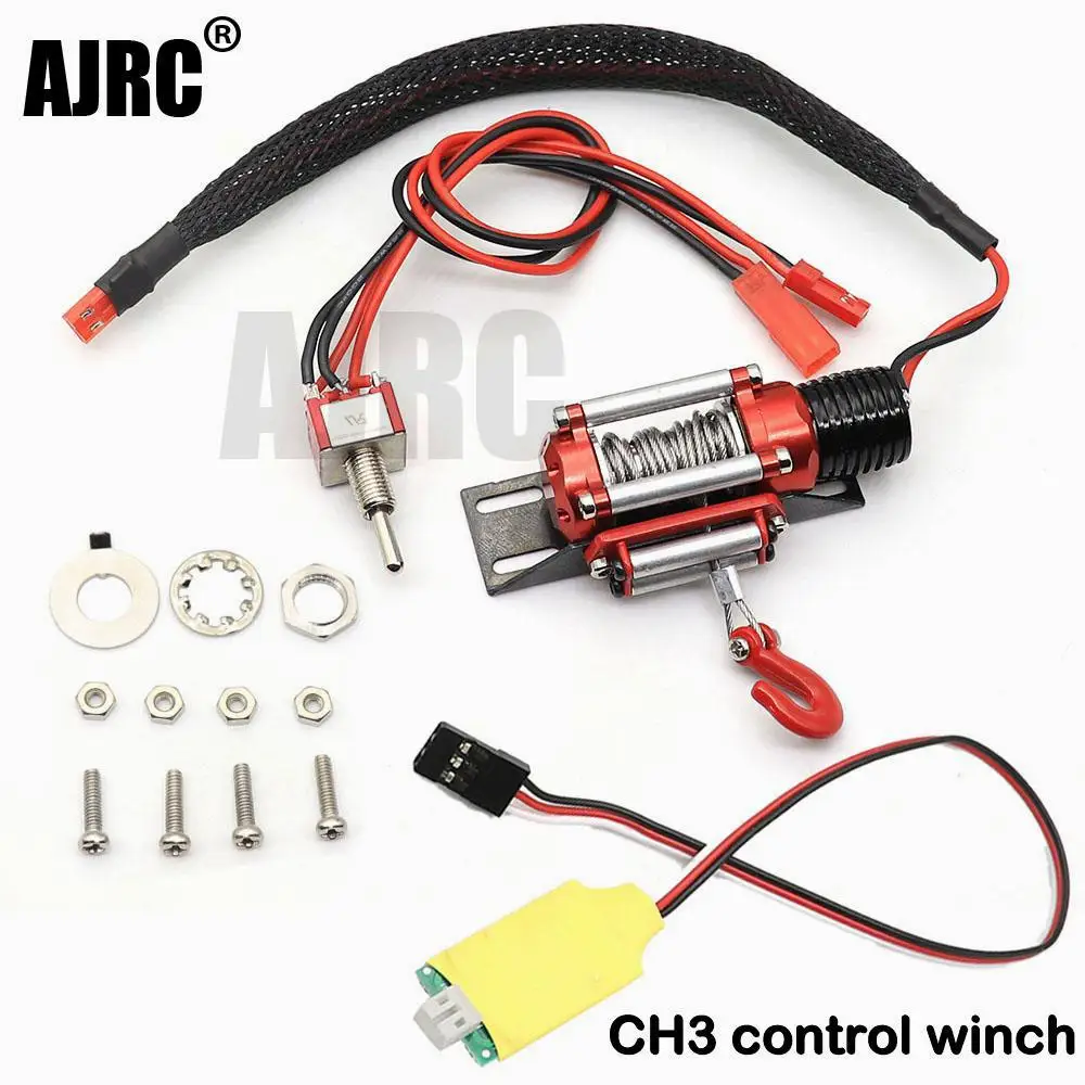 Metal Steel Wired Automatic Simulated Winch With Switch For 1/10 Redcat Hpi Tamiya Axial Scx10 Trax Trx-4 Trx-6 D90 Rc Car
