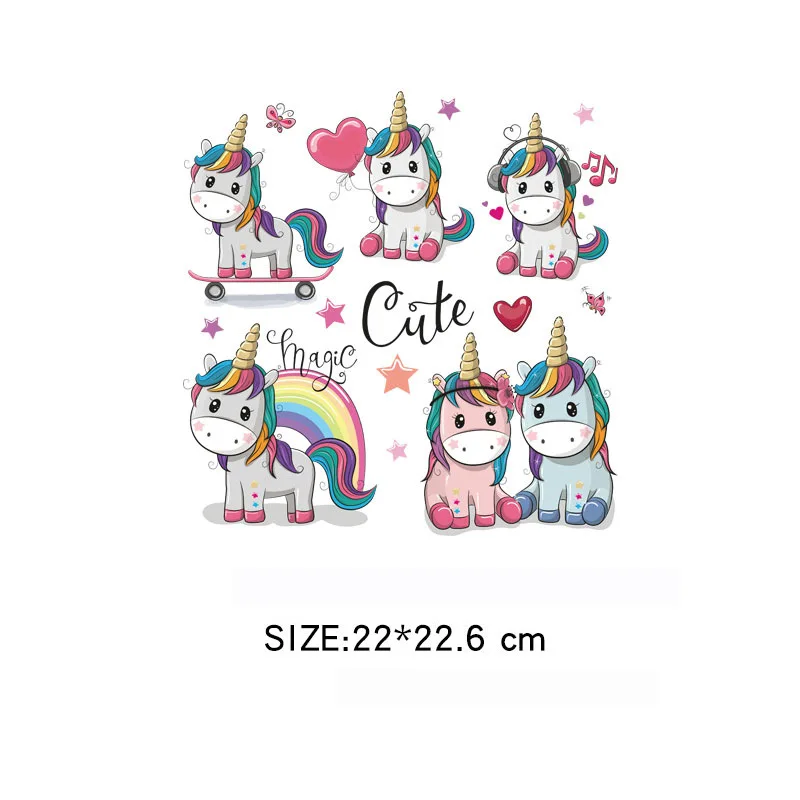 unicorn patch children t shirt stickers cute Iron on transfers for clothes iron-on transfer vinyl badge printed press | Дом и сад