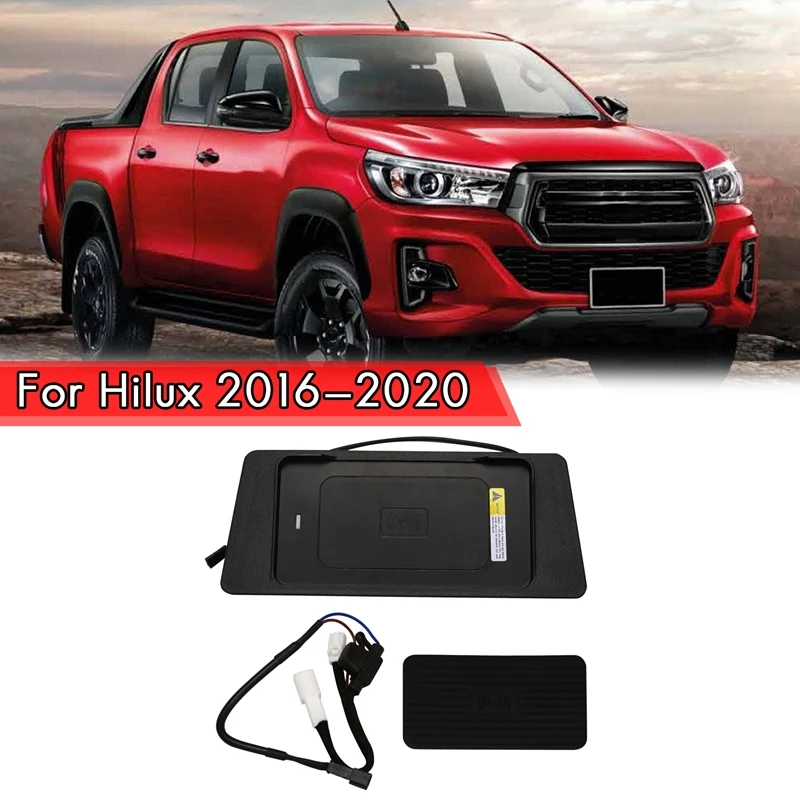 

Автомобильное беспроводное зарядное устройство 15 Вт, Qi, быстрая зарядка для телефона, зарядная пластина, аксессуары для Hilux 2016-2020, для iPhone