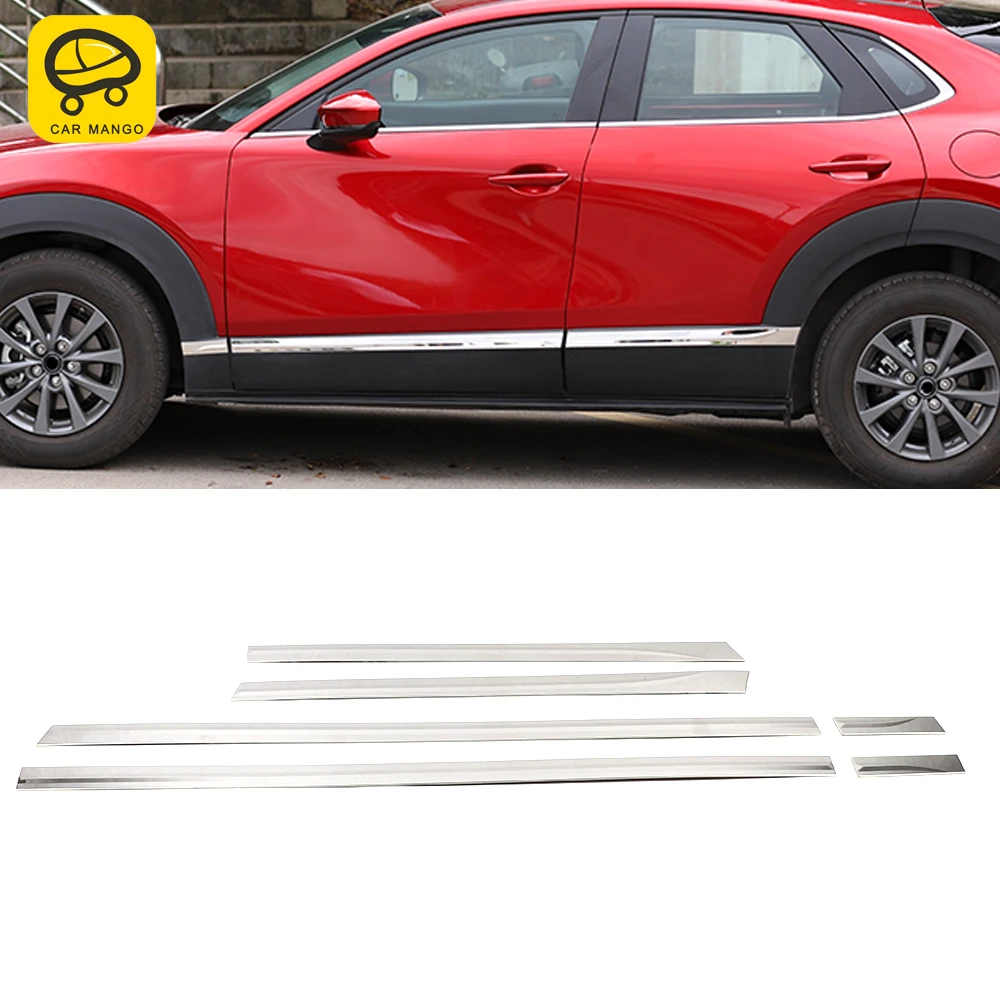 

CarMango for Mazda CX-30 2020 Auto Car Accessories Side Door Sill Pad Gloss Trim Cover Sticker Frame Chrome Exterior Decoration