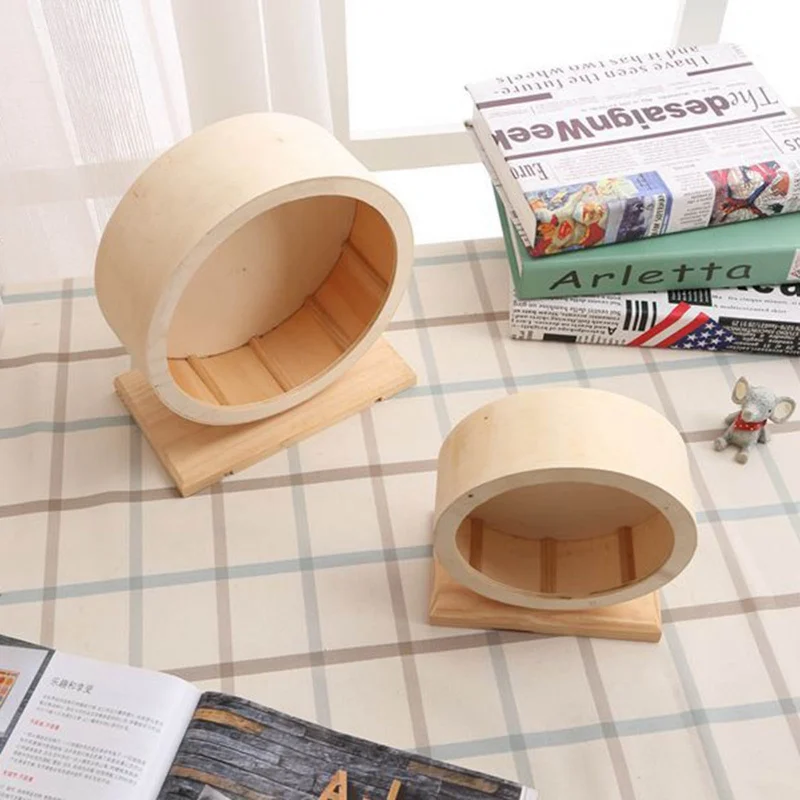 

Round Wooden Mute Roller Hamster Running Exercise Hedgehog Sports Wheel Gerbil Running Sports Round Wheel Pet Toy