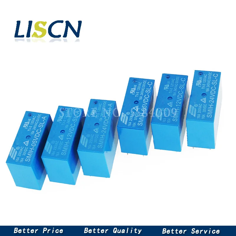 5 шт. SMIH-05v 12v 24VDC-SL-A -SL-C 6-pin/8-pin Реле 250V 16A SMIH-05VDC-SL-A SMIH-12VDC-SL-A SMIH-24VDC-SL-A SMIH-05VDC-SL-C |