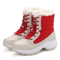 women snow boot winter outdoor plush warm hiking sneakers waterproof high top cotton shoes platform camping climbing footwear