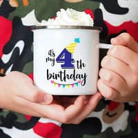 creative baby kid enamel dessert coffee mugs boy girls birthday party drink juice cola water cups child birthday gift for friend