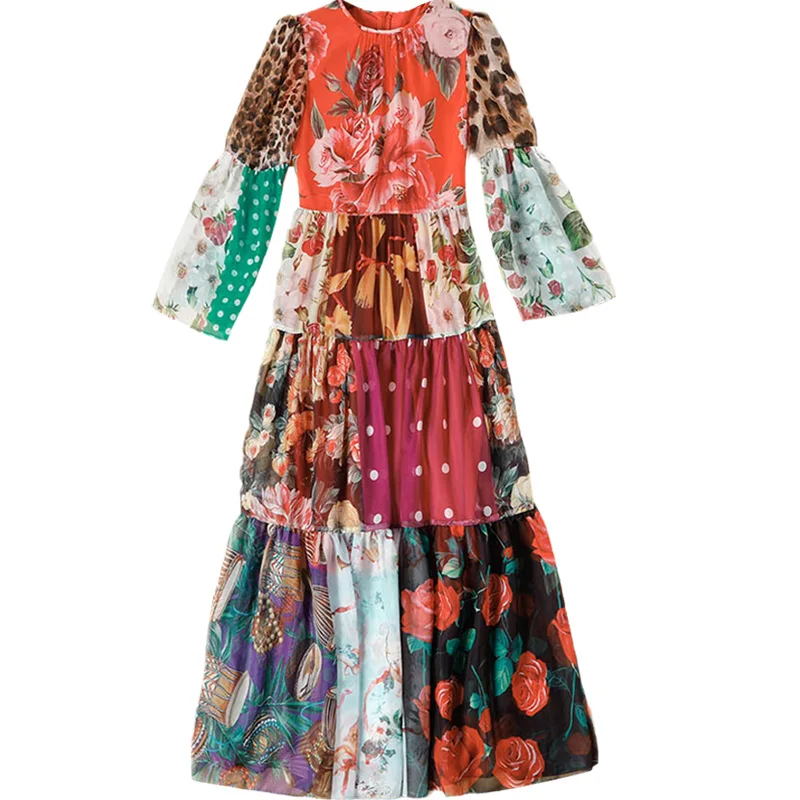 

Женское платье с расклешенными рукавами, разноцветное платье в богемном стиле с принтом, Роскошное винтажное платье в Сицилия, весна 2021