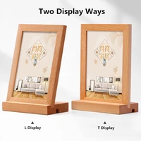 a6 t and l shaped table wood sign card holder stand restaurant advertising menu price listing holder payment card flyer display