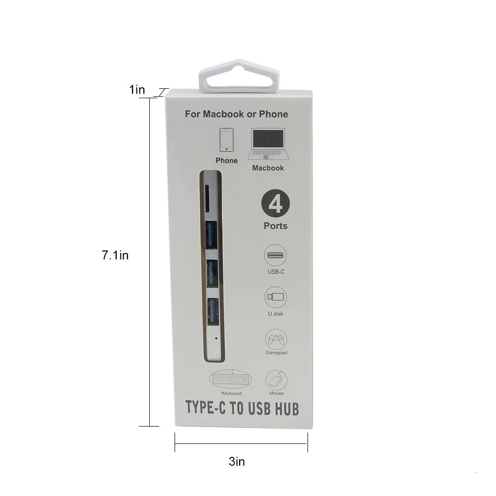 USB chyi C HUB 3,0 3 порта с TF кардридером Тип C 3,1 концентратор адаптер для MacBook, Surface Pro 6 Аксессуары
