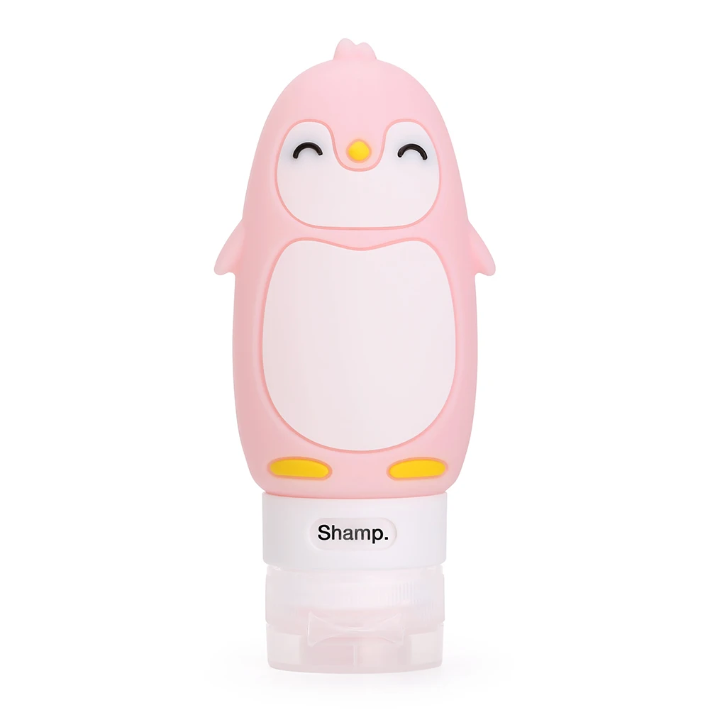 pink Penguin 90ml Аксессуары для ванной комнаты, Мультифункциональный диспенсер для мыла в форме мультяшного животного, портативная дорожная косметика в бутылках, экструдированный силикон - Color: pink Penguin 90ml