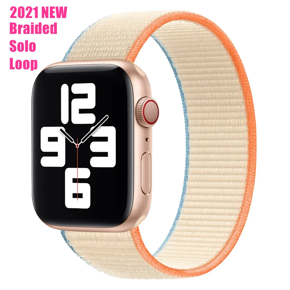 Обновленные плетеные нейлоновые ремни для Apple Watch Band Series 6/SE/5/4/3/2021 38/40/42/44 мм