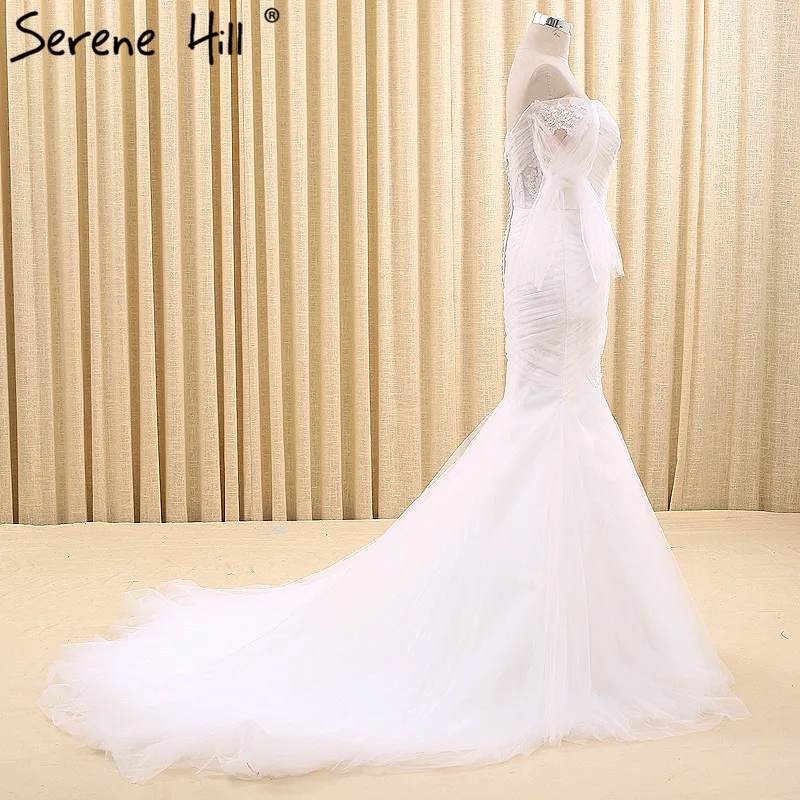 Длинное свадебное платье Русалочки белое с аппликацией из фатина сексуальное