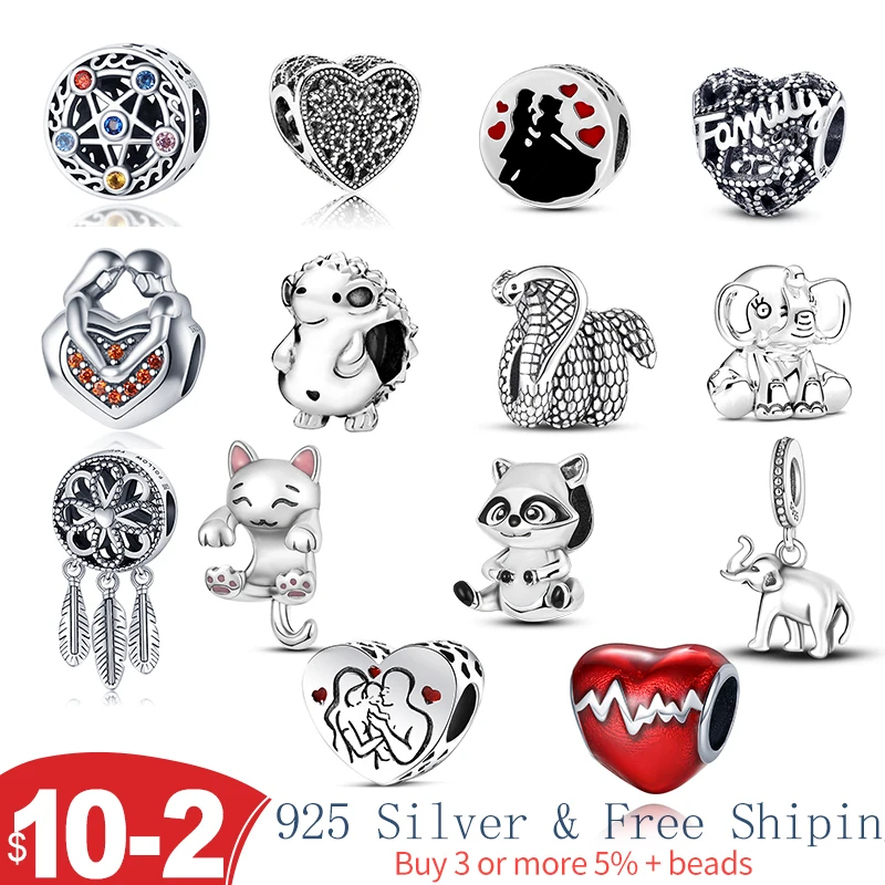 

2021Hot selling 925 sterling silver prata charm beads suitable for original pandora bracelet ladies exquisite DIY jewelry making