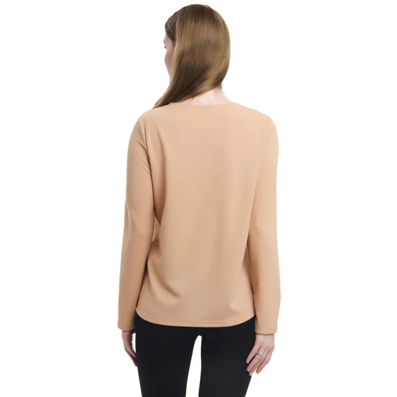 

Fashion Casual New 2020 Women Autumn Solid Splice Tops O-Neck Long Sleeve Loose Long T-Shirts Female Hot Sale Clothing Tops