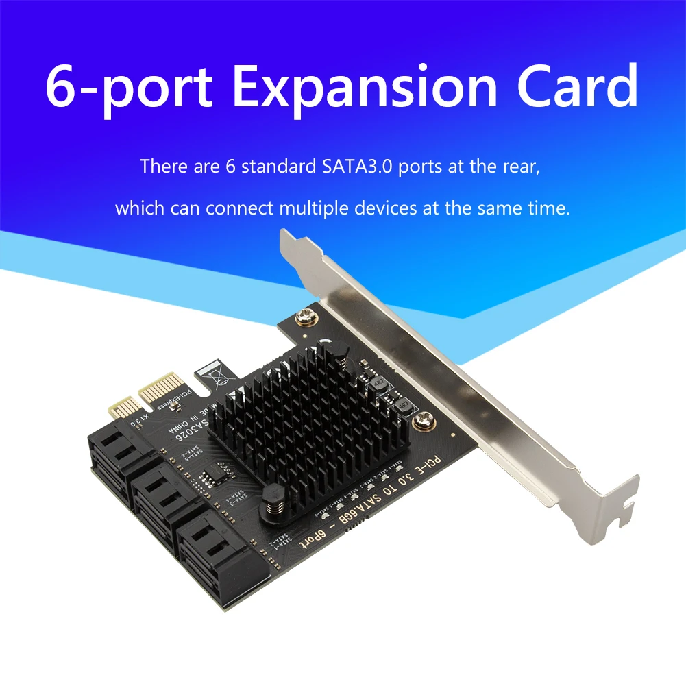 

SATA PCIe Adapter 6 Ports SATA III to PCI Express 3.0 X1 Controller Expansion Card Expansion Card 6Gbps