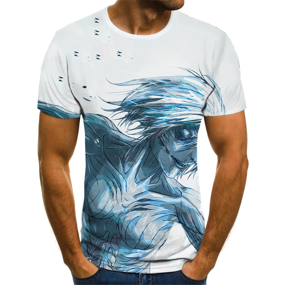 

2021 New Popular Animation Attack On Titan Print Crew Neck Loose Top Short Sleeve Hot Graphics Anime Clothes Kawaii T-Shirt