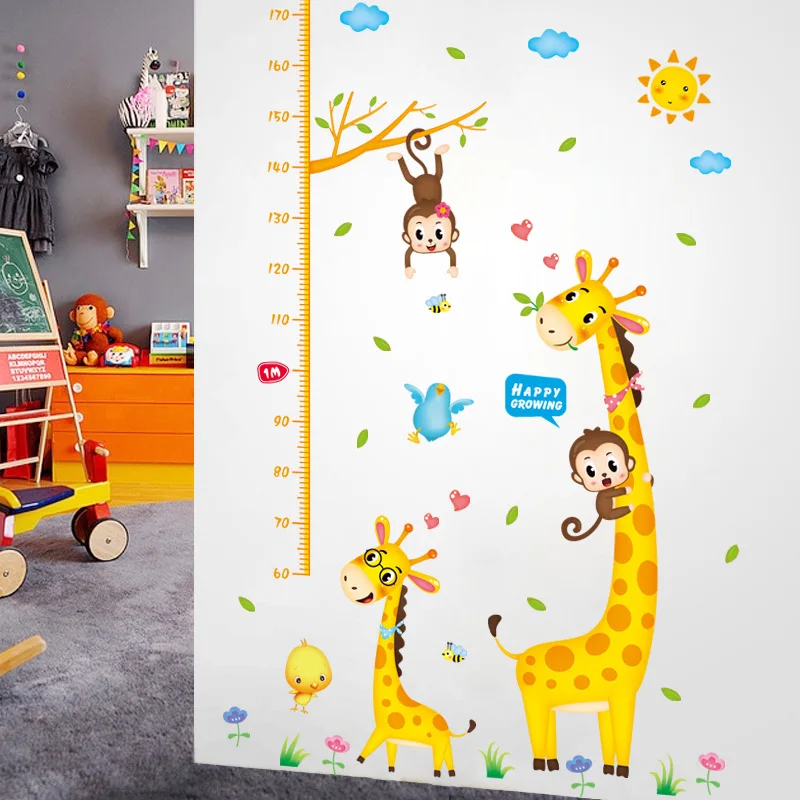 

Removable Height Chart Measure Wall Sticker Cartoon Animal Decal Decor For Kids Baby Room Nursery