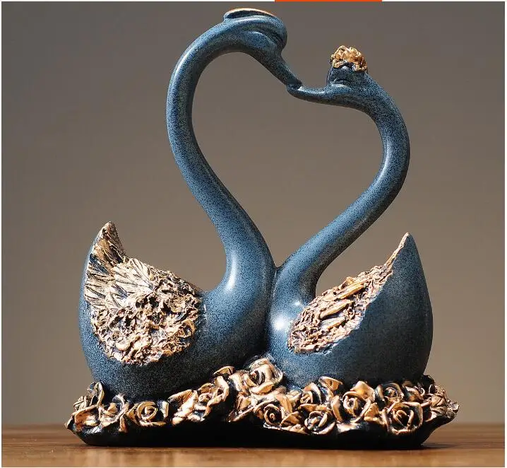 

Простые современные аксессуары в виде лебедей для влюбленных из смолы, художественные домашние настольные статуэтки для гостиной, украшен...