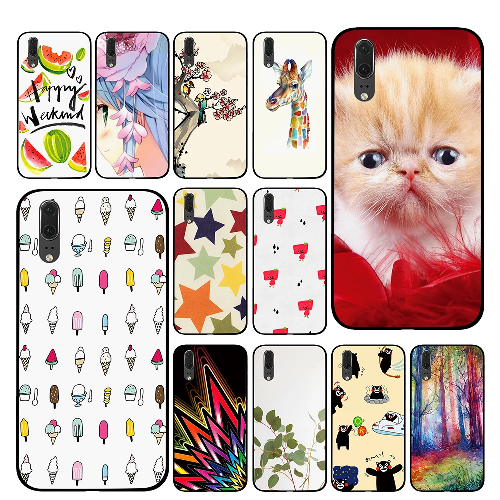 Красный с милым котом для Huawei Honor V9 V10 8 9 10 8X 5A 7A 5X Play Lite TPU чехол