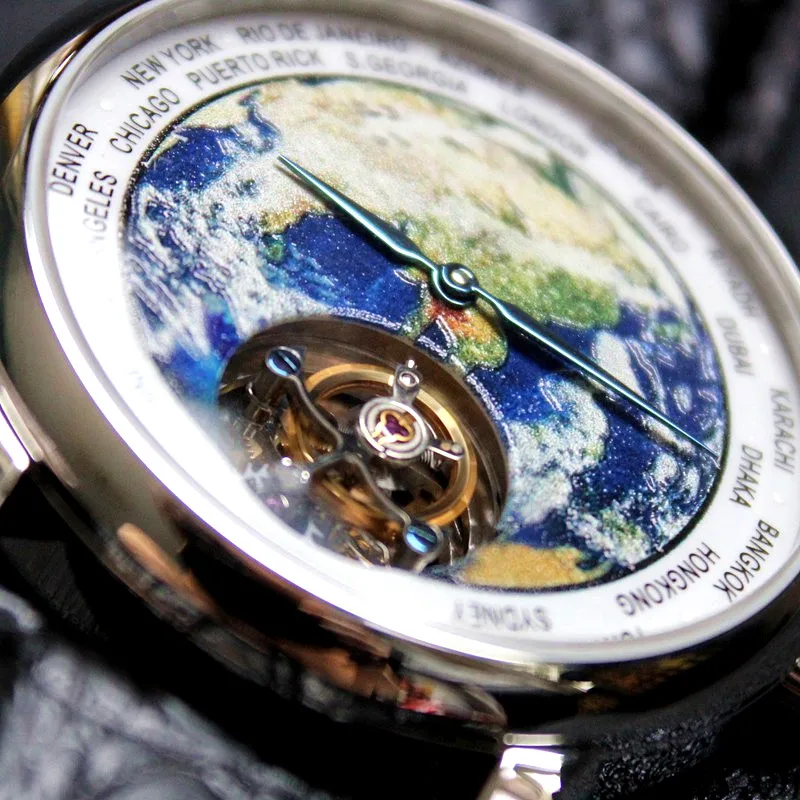 Часы мужские механические с турбийоном эмалью водонепроницаемые - купить по