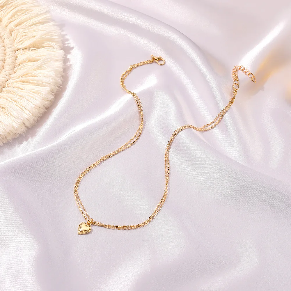 ZYZQ личности двойной Слои сердце по сниженным ценам! Цепи Подвеска колье Женские