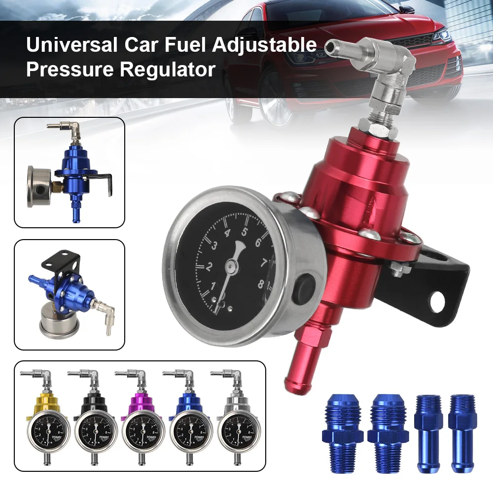 

Car Accessories 7 Colors Adjustable Fuel Pressure Regulator with Gauge Kit Aluminum Vehicle Refitting fuel Supercharger