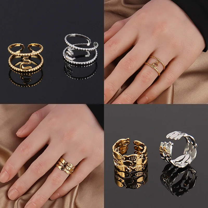 Кольцо из нержавеющей стали в стиле панк змея для мужчин и женщин мужское